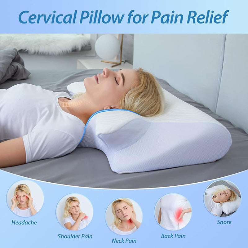 Memory Foam Cervical Pillow, 2 in 1 Ergonomic Contour Orthopedic Pillow for Neck Pain, Contoured Support Pillows,Neck Pillow